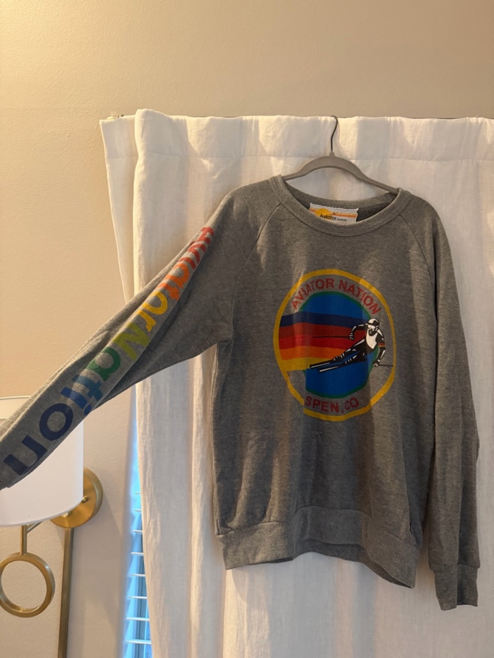 Aviator Nation Gray Sweatshirt with Yellow Label